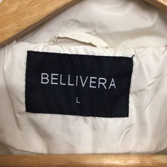 Bellivera quilted fitted jacket zip-up cream gold zippers ecru white Large - Picture 4 of 16